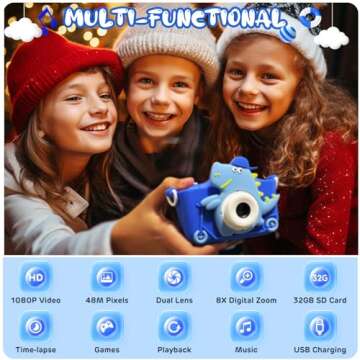 TIME4DEALS Kids Camera 48MP HD Video, Fun Toys for Kids