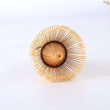 Japanese Matcha Tool Set Bamboo Scoop,Bamboo Spoon,Bamboo Whisk,Ceramic Whisk Holder Fit for Tea Ceremony Use (White)