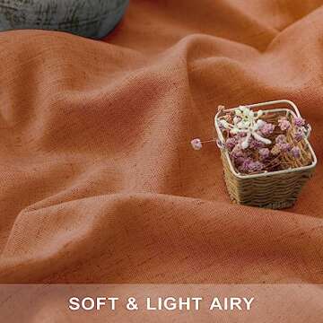 Pitalk Burnt Orange Curtains 84 Inch Length for Living Room 2 Panels Back Tab Pocket Flax Linen Drap...