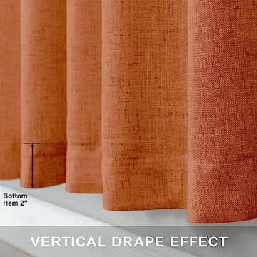 Pitalk Burnt Orange Curtains 84 Inch Length for Living Room 2 Panels Back Tab Pocket Flax Linen Drapes Light Filtering Semi Sheer Boho Curtain for Bedroom Bohemian Farmhouse Decor Rust Copper Brown