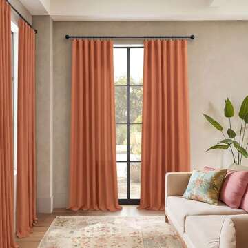 Pitalk Burnt Orange Curtains 84 Inch Length for Living Room 2 Panels Back Tab Pocket Flax Linen Drapes Light Filtering Semi Sheer Boho Curtain for Bedroom Bohemian Farmhouse Decor Rust Copper Brown