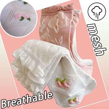 CHUNFO Cute Floral Women Ankle Socks for Stylish Comfort