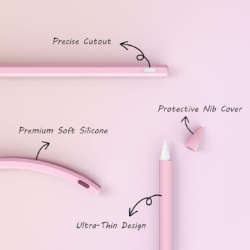 KELIFANG Silicone Case for Apple Pencil Pro 2024 & Apple Pencil 2nd Generation, Cute Pink Protective Skin Sleeve Cover Holder Grip and Tip Cap Accessories Compatible with iPad Pro 11 12.9 13 Inch