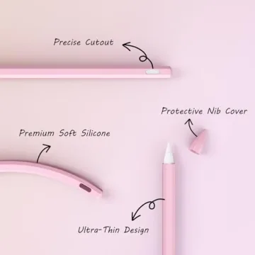 KELIFANG Silicone Case for Apple Pencil Pro 2024 & Apple Pencil 2nd Generation, Cute Pink Protective Skin Sleeve Cover Holder Grip and Tip Cap Accessories Compatible with iPad Pro 11 12.9 13 Inch
