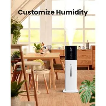 Humidifiers for Bedroom, 2.11Gal 8L Quiet Humidifiers for Large Room with Timer, 360°Nozzle, 3 Speed Ultrasonic Cool Mist Humidifier with Humidistat for Baby, Customize humidity for Home Adults Plants