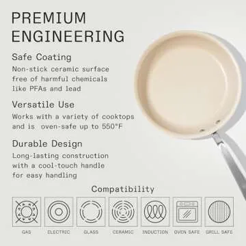 Made In Cookware - 10" Nonstick Ceramic Frying Pan - 5 Ply Stainless Clad - Professional Cookware - Crafted in USA - Induction Compatible