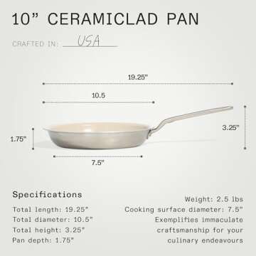 Made In Cookware - 10" Nonstick Ceramic Frying Pan - 5 Ply Stainless Clad - Professional Cookware - Crafted in USA - Induction Compatible