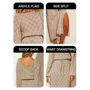 Wenrine Women's Fall Long Sleeve Sweater Dress in White