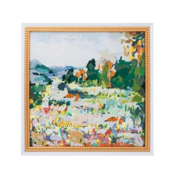 ArtbyHannah Gold Framed Canvas Wall Art - 16x16 Inch Landscape Impressionism Decor