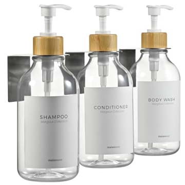 MaisoNovo No Drill Shower Dispenser Set 3-Chamber 16.9 oz
