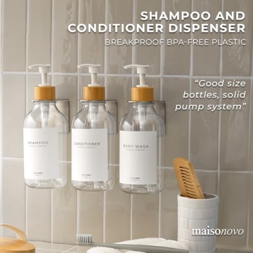 MaisoNovo No Drill Shower Dispenser Set 3-Chamber 16.9 oz