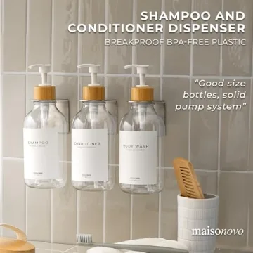 MaisoNovo No Drill Shower Dispenser Set 3-Chamber 16.9 oz