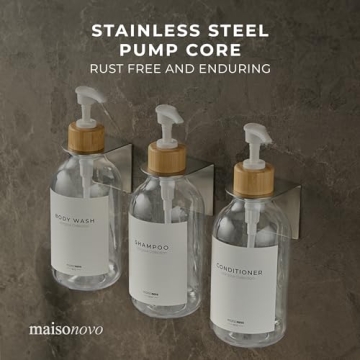 MaisoNovo No Drill Shower Dispenser Set 3-Chamber 16.9 oz