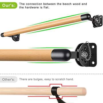 Dolibest Space Saver, 3 ft Ballet Barre, Wall Mounted Traditional Wood Ballet Barre System Stretch/D...