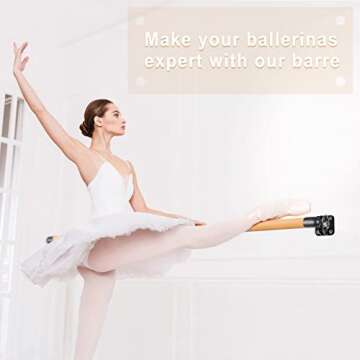Dolibest Space Saver, 3 ft Ballet Barre, Wall Mounted Traditional Wood Ballet Barre System Stretch/Dance for Home Barre Workout Equipment, Height Adjustable, for Kids and Adults