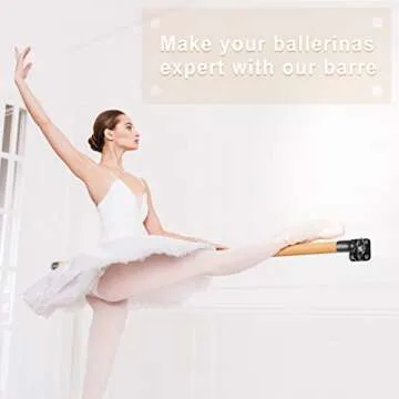 Dolibest Space Saver, 3 ft Ballet Barre, Wall Mounted Traditional Wood Ballet Barre System Stretch/Dance for Home Barre Workout Equipment, Height Adjustable, for Kids and Adults