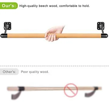 Dolibest Space Saver, 3 ft Ballet Barre, Wall Mounted Traditional Wood Ballet Barre System Stretch/Dance for Home Barre Workout Equipment, Height Adjustable, for Kids and Adults