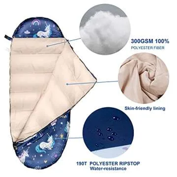 Unicorn Rainbow Kids Sleeping Bag - RIOYALO Quality & Comfort