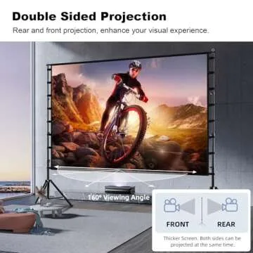 Projector Screen and Stand, Wootfairy 180 inch Portable and Foldable Projection Screen 4K HD 16:9 Rear Front Wrinkle-Free Movie Screen with Carry Bag for Indoor Outdoor Home Theater Backyard Cinema