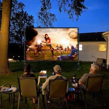 Projector Screen and Stand, Wootfairy 180 inch Portable and Foldable Projection Screen 4K HD 16:9 Rear Front Wrinkle-Free Movie Screen with Carry Bag for Indoor Outdoor Home Theater Backyard Cinema