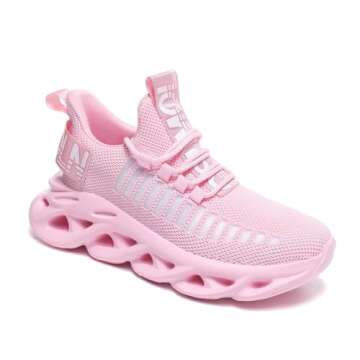 GSLMOLN Womens Walking Shoes Sock Sneakers - Lightweight & Comfortable in Pink Size 8-8.5