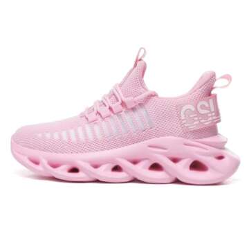GSLMOLN Women's Pink Walking Sneakers for Comfort