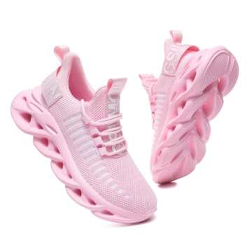 GSLMOLN Women's Pink Walking Sneakers for Comfort