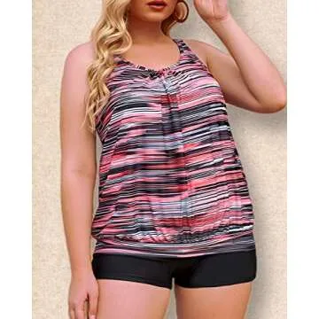Stylish Yonique Plus Size Tankini Swimwear for Women