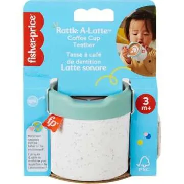 Fisher-Price Baby Toy Rattle A-Latte Coffee Cup Teether, BPA-Free Sensory Activity for Developmental Play Newborns Ages 3+ Months