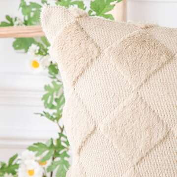 MADIZZ Set of 2 Soft Plush Short Wool Velvet Decorative Throw Pillow Covers 12x20 inch Khaki Rectangular Luxury Style Cushion Case Pillow Shell for Bedroom Sofa