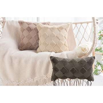MADIZZ Set of 2 Soft Plush Short Wool Velvet Decorative Throw Pillow Covers 12x20 inch Khaki Rectangular Luxury Style Cushion Case Pillow Shell for Bedroom Sofa