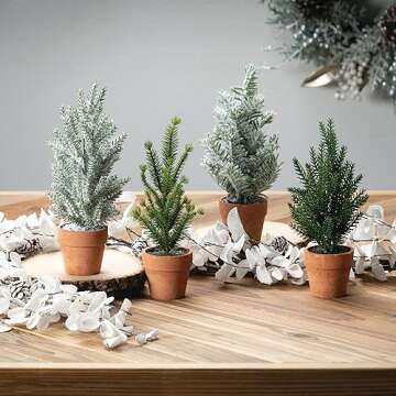 Sullivans Artificial Mini Potted Trees, Christmas Decor, Mini Christmas Trees, Artificial Christmas Trees, Flocked Christmas Trees, Tabletop Christmas Tree, Indoor Christmas Décor, 9 Inches Tall