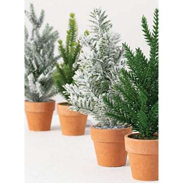 Sullivans Artificial Mini Potted Trees, Christmas Decor, Mini Christmas Trees, Artificial Christmas Trees, Flocked Christmas Trees, Tabletop Christmas Tree, Indoor Christmas Décor, 9 Inches Tall