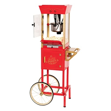 Nostalgia Popcorn Maker Machine - Professional Cart With 8 Oz Kettle Makes Up to 32 Cups - Vintage P...