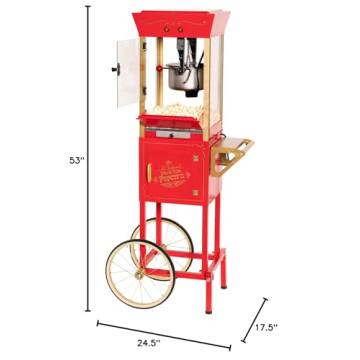 Nostalgia Popcorn Maker Machine - Professional Cart With 8 Oz Kettle Makes Up to 32 Cups - Vintage Popcorn Machine Movie Theater Style - Red