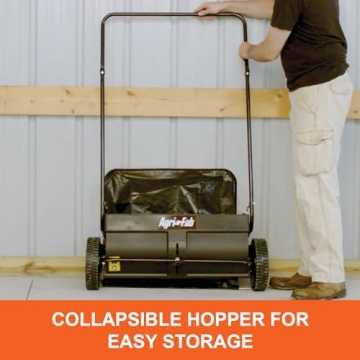 Agri-Fab 45-0218 " 26" Push Behind Lawn Sweeper, 7 cu. ft Hopper Bag Capacity; Leaf & Grass Cathcher, with Adjustable Brush Height