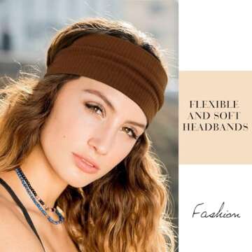 Stylish Non Slip Boho Headbands for Women - 6 Pack