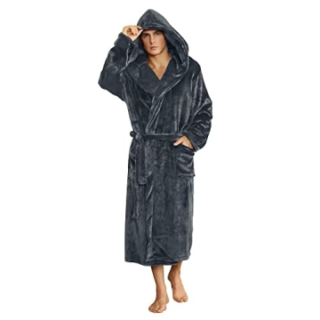 U2SKIIN Men's Fleece Hooded Robe Plush Bathrobe - Cozy Comfort for All Occasions