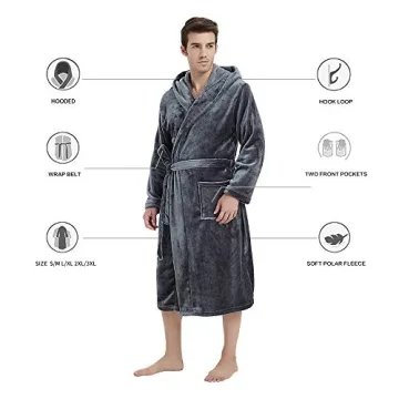 U2SKIIN Fleece Hooded Robe Soft Stylish Comfort