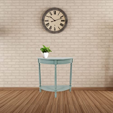 Decor Therapy Simplify Half Round Accent Storage Shelf Side Table, 12 in x 31.5 in x 31.5 in, Antique Iced Blue