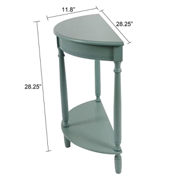 Decor Therapy Simplify Half Round Accent Storage Shelf Side Table, 12 in x 31.5 in x 31.5 in, Antique Iced Blue