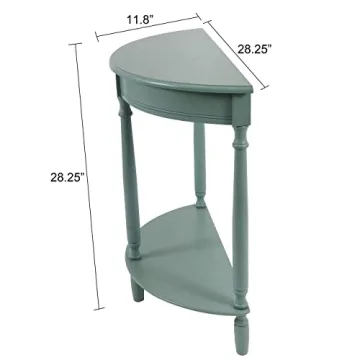 Decor Therapy Simplify Half Round Accent Storage Shelf Side Table, 12 in x 31.5 in x 31.5 in, Antique Iced Blue