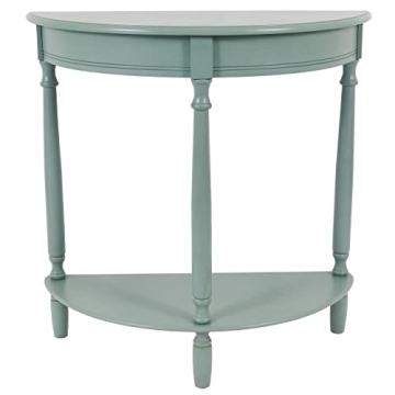Decor Therapy Simplify Half Round Accent Storage Shelf Side Table, 12 in x 31.5 in x 31.5 in, Antique Iced Blue