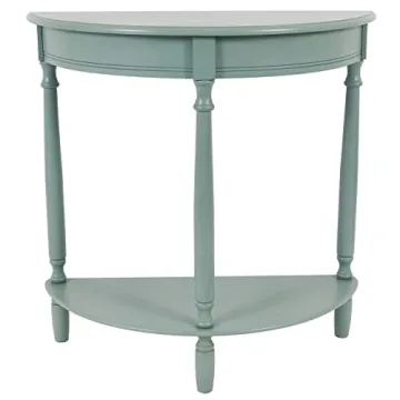 Decor Therapy Simplify Half Round Accent Storage Shelf Side Table, 12 in x 31.5 in x 31.5 in, Antique Iced Blue