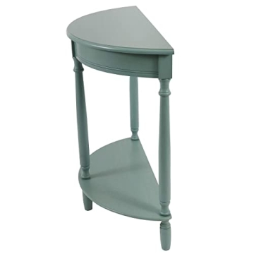 Decor Therapy Simplify Half Round Accent Storage Shelf Side Table, 12 in x 31.5 in x 31.5 in, Antique Iced Blue