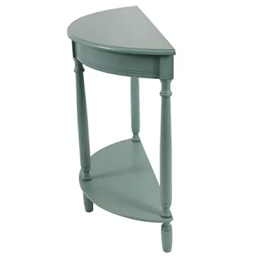 Decor Therapy Simplify Half Round Accent Storage Shelf Side Table, 12 in x 31.5 in x 31.5 in, Antique Iced Blue