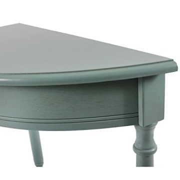 Decor Therapy Simplify Half Round Accent Storage Shelf Side Table, 12 in x 31.5 in x 31.5 in, Antique Iced Blue