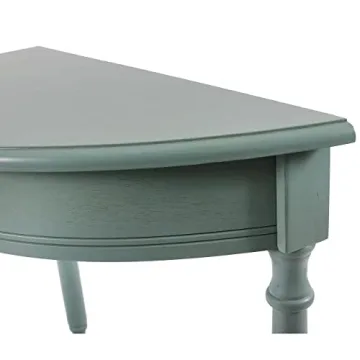 Decor Therapy Simplify Half Round Accent Storage Shelf Side Table, 12 in x 31.5 in x 31.5 in, Antique Iced Blue