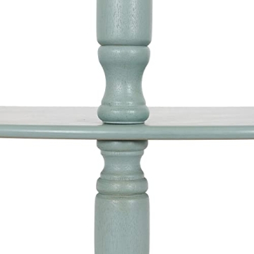 Decor Therapy Simplify Half Round Accent Storage Shelf Side Table, 12 in x 31.5 in x 31.5 in, Antique Iced Blue