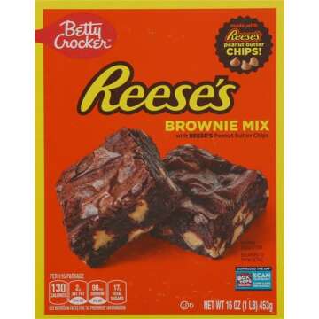 Betty Crocker REESE'S Brownie Mix with REESE'S Peanut Butter Chips, Holiday Baking, 16 oz